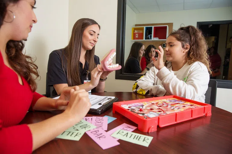 Students in Speech and Hearing Building