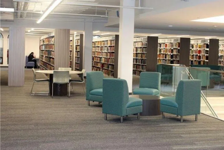 Ample seating is available at the library.