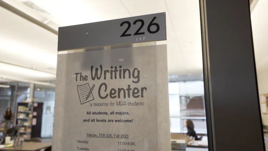 Welcome sign at the Writing Center.