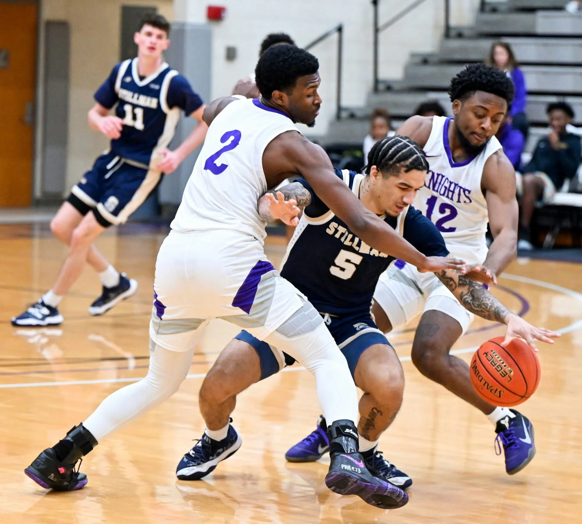 Student-athletes play basketball.