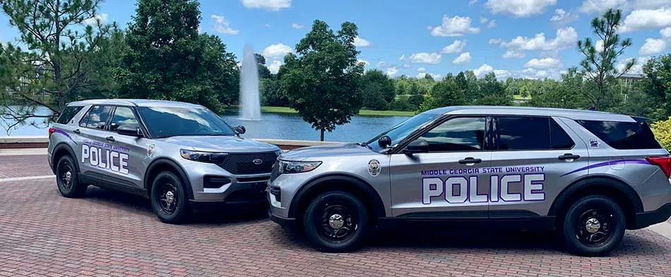 Two campus police cars.