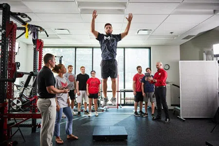 The Human Performance Lab allows our students to take part in hands-on experiences. This functional space allows our students to help with performance testing for our athletes and the community.