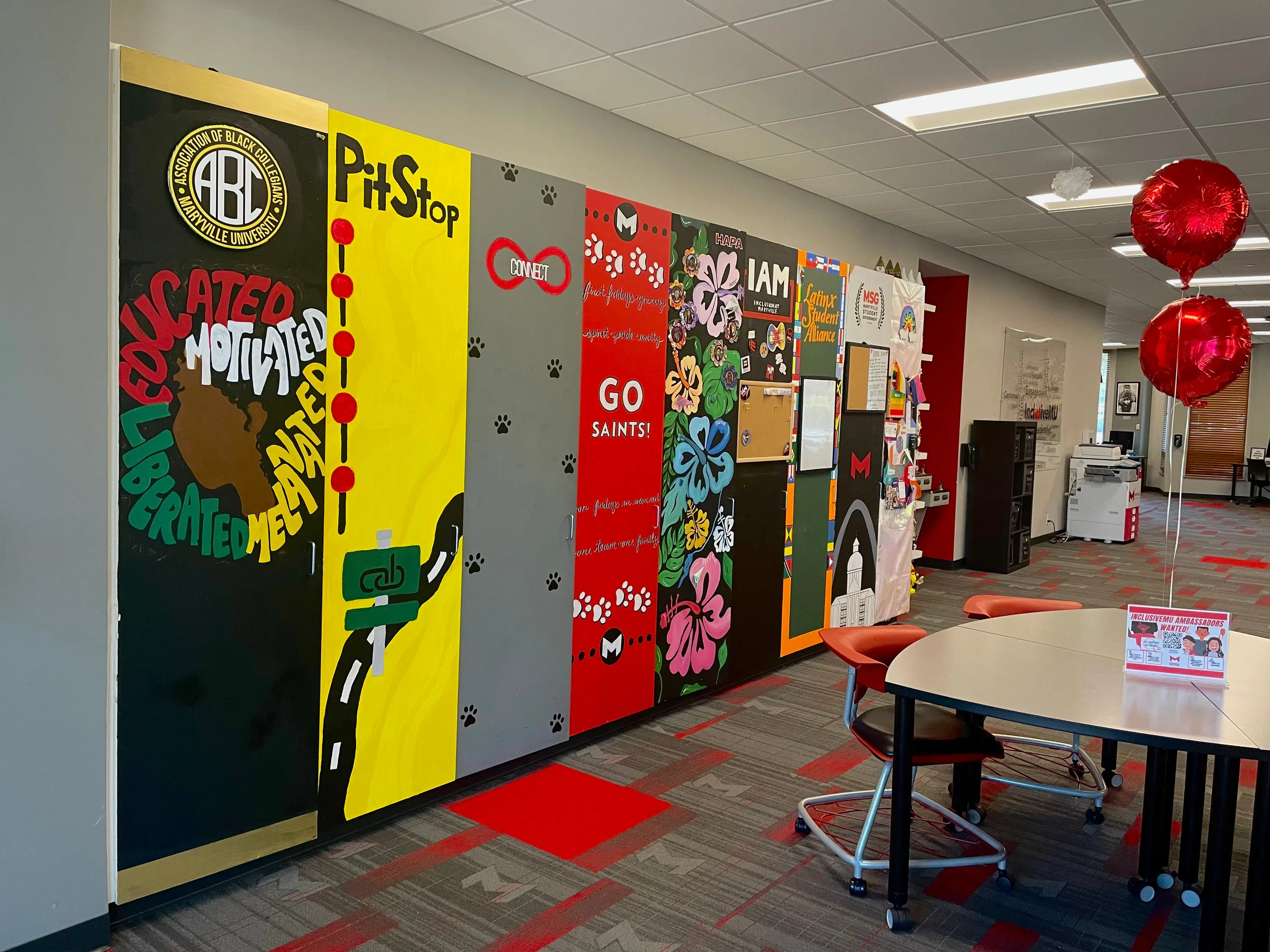 Lockers for pillar organizations on campus.