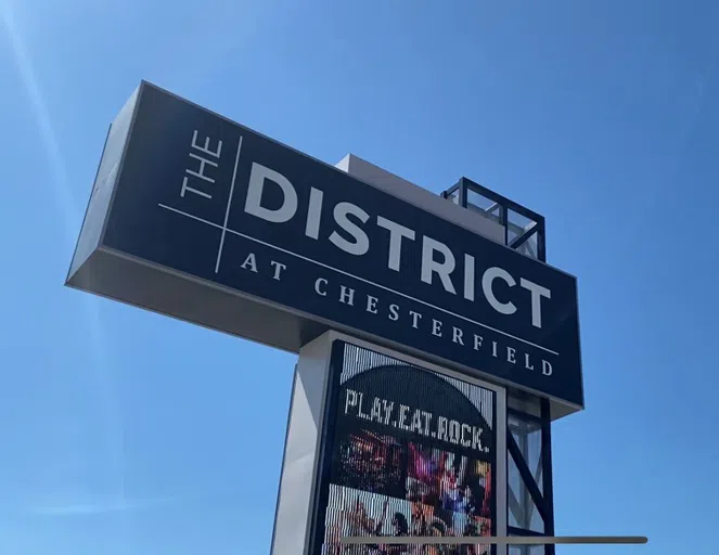 The sign welcoming people to The District.