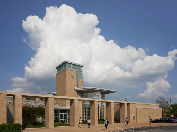 A view of the DUC from the street side of campus.