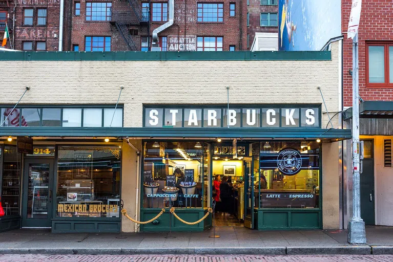 View of the Starbucks sign 