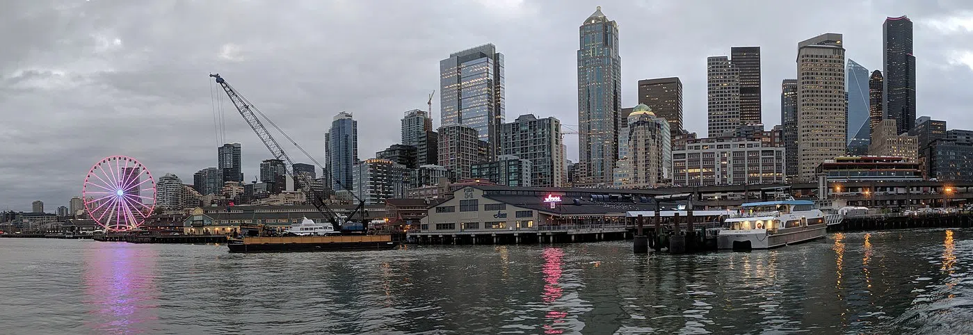 View of the great wheel on the Seattle skyline