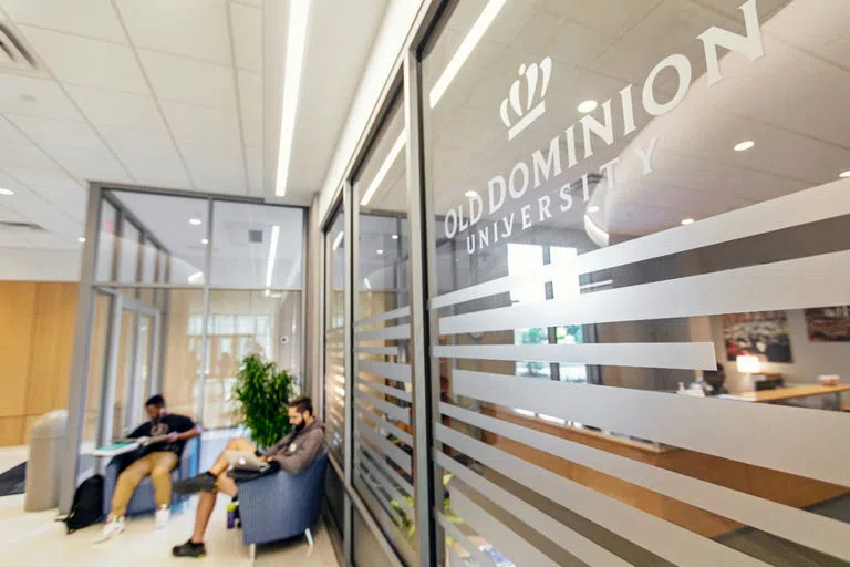 Students study inside of the Education Building