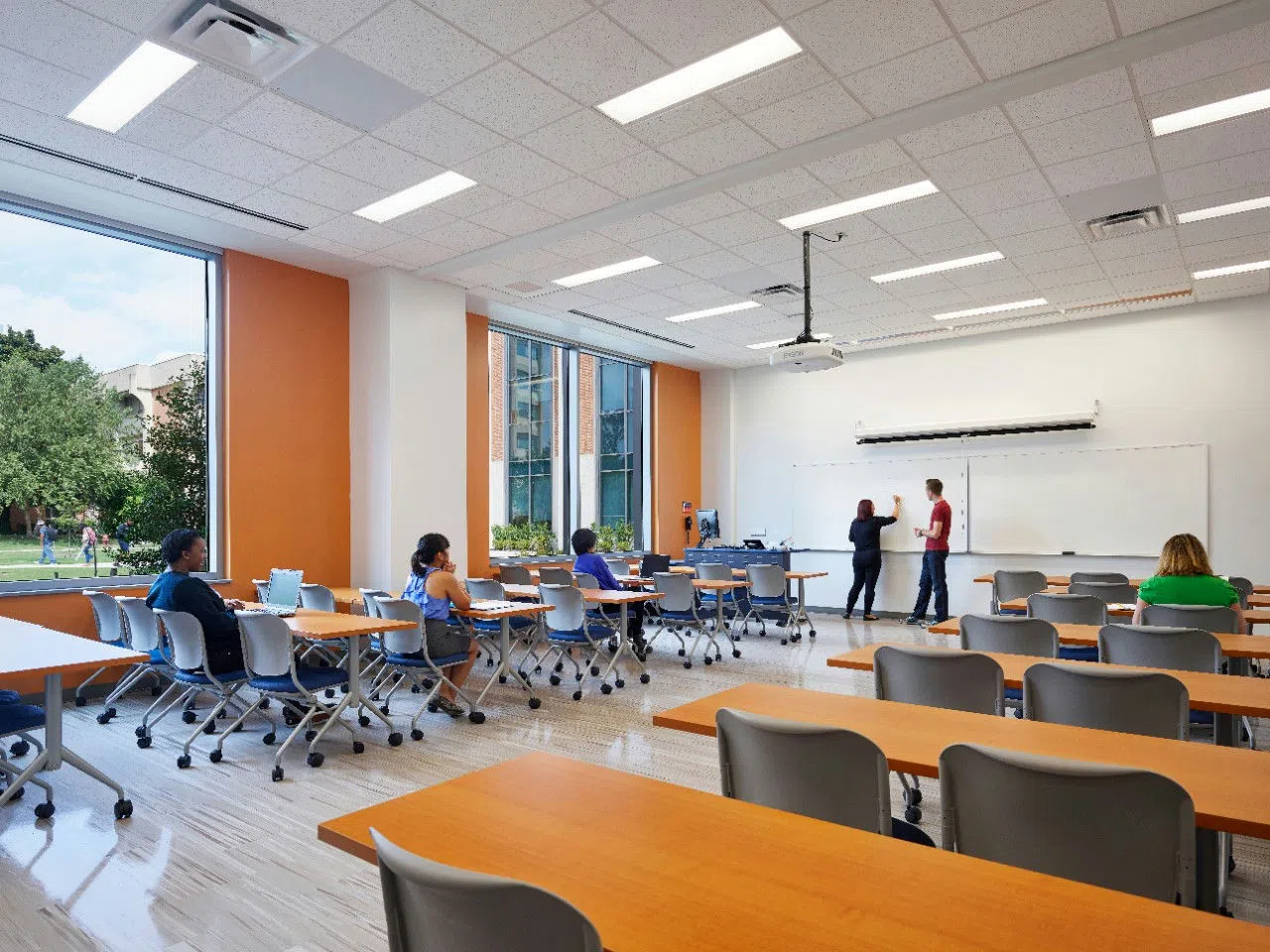 Students enjoy one of the new classrooms