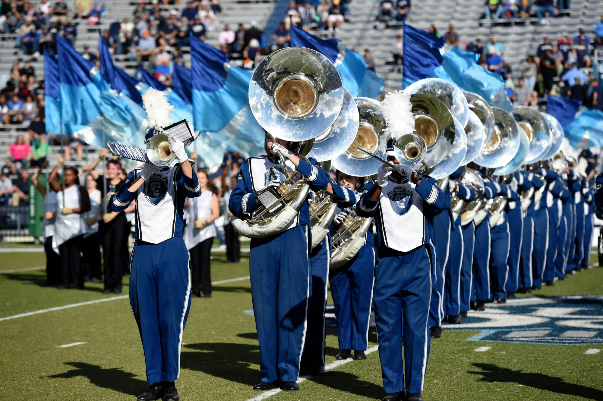 Marching band at football game