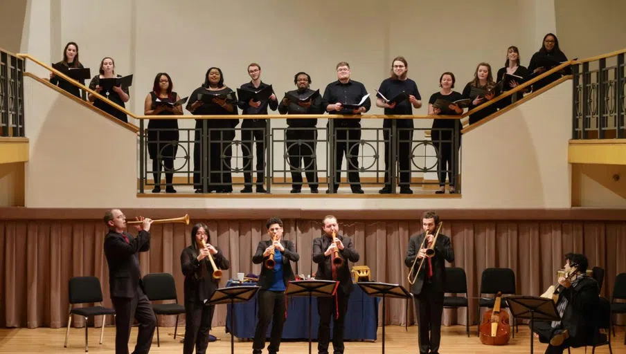 Students perform on Chandler Hall Balcony