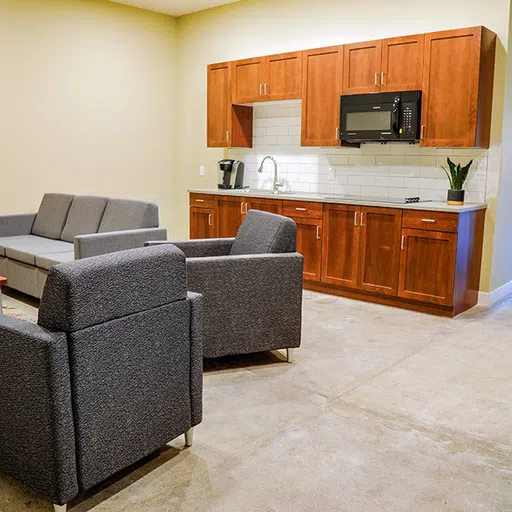 Each OU Loft on Main Street offers a small kitchen area for students to share in the common space.