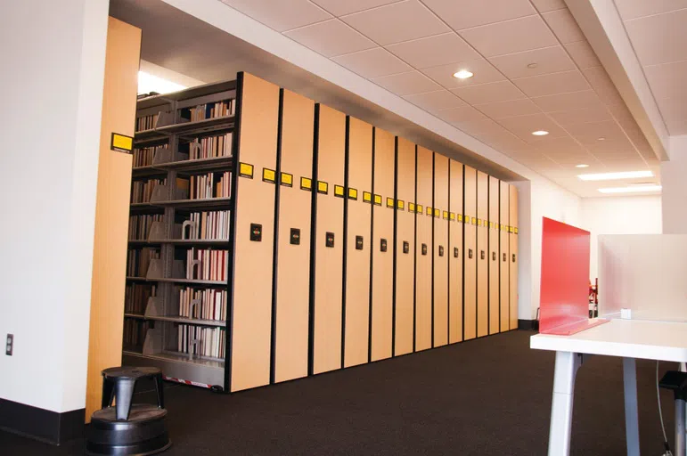 Library Stacks house a large portion of the books.