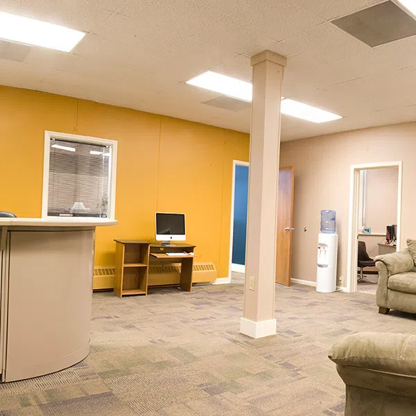 Southeast corner of the Adawe LifePlan Center lobby within the Administration Building.