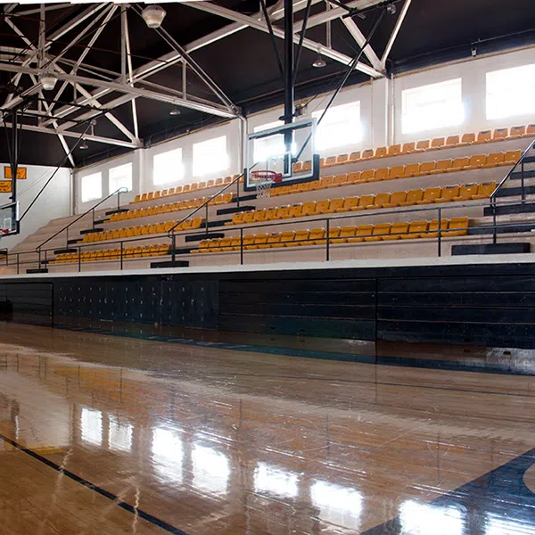 Chair-back seating on the south side of Wilson Field House.