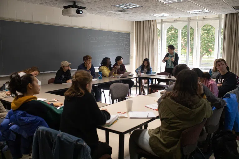 A class sits in a classroom in King.