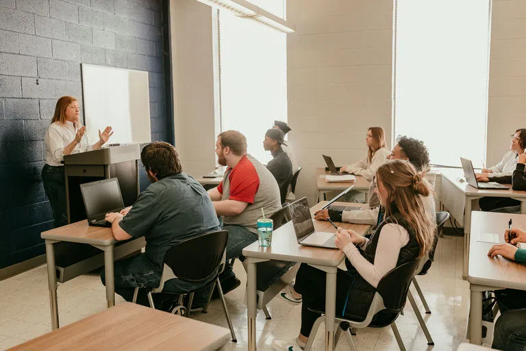 Students in classroom in Hamilton Hall