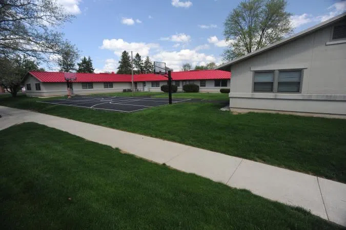 View of the basketball court located behind Garst Hall in The Triad