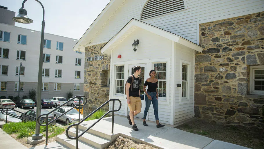 Students walking near Paton House