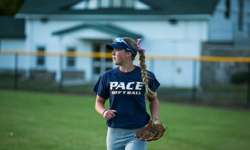 Student athlete on softball field