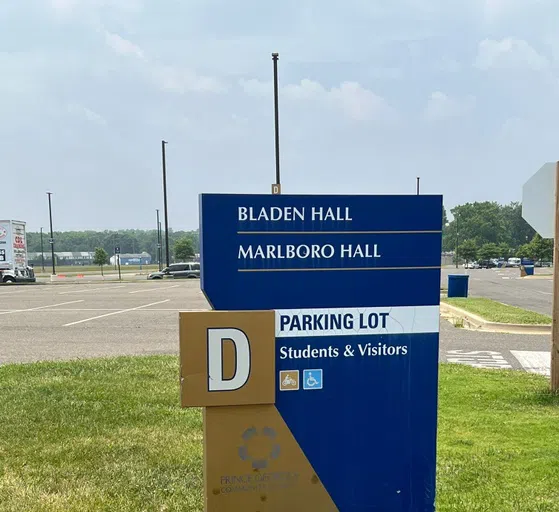 Parking Lot D. Parking for students and visitors. Handicap and motorcycle parking available.