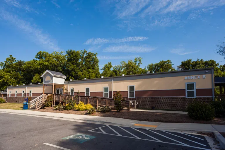 Full view of exterior of Annex B to include wheelchair ramp