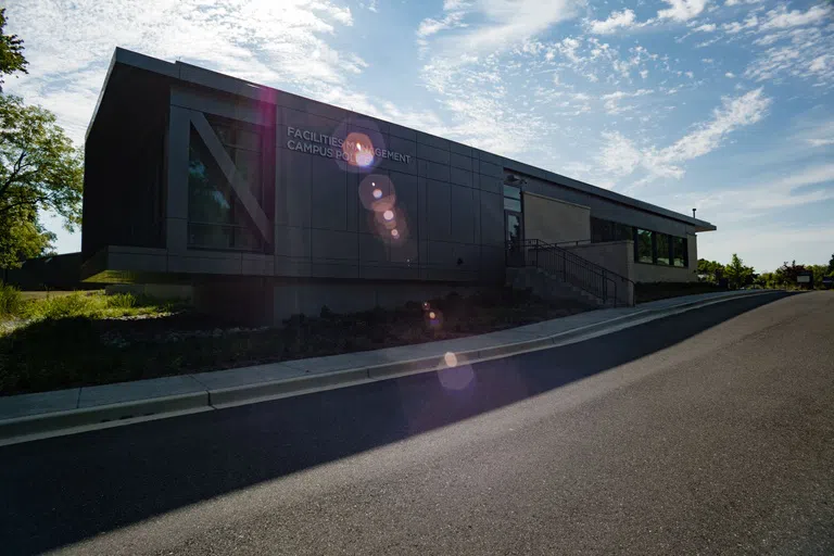 Entrance to the Facilities Management and College Police Building