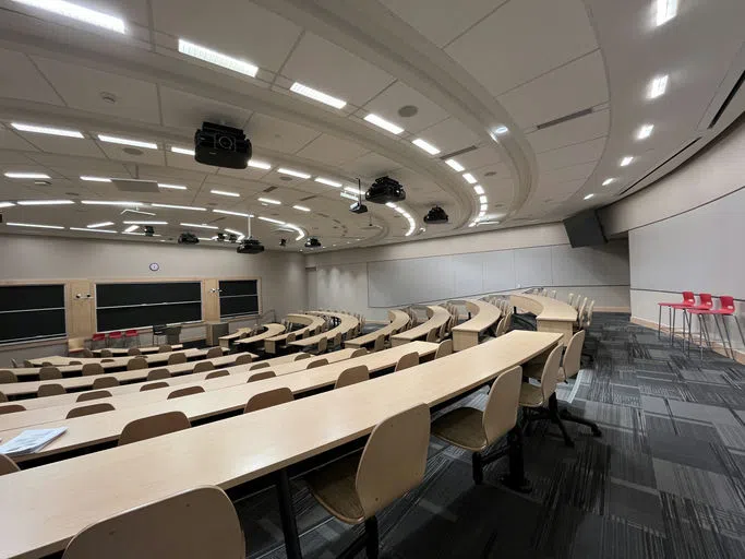 An empty lecture hall.