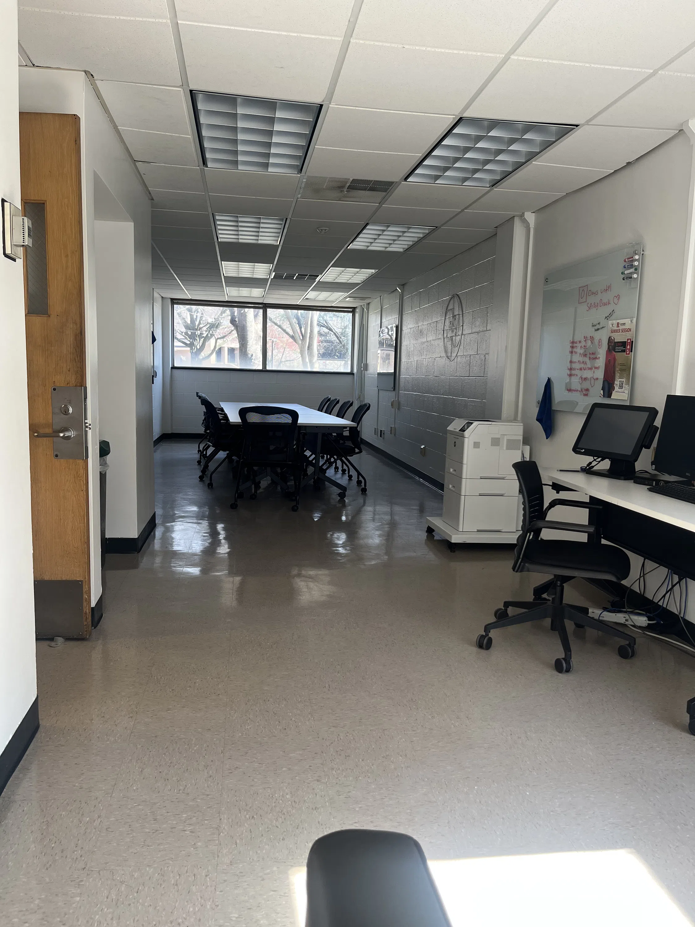 An empty science lab.