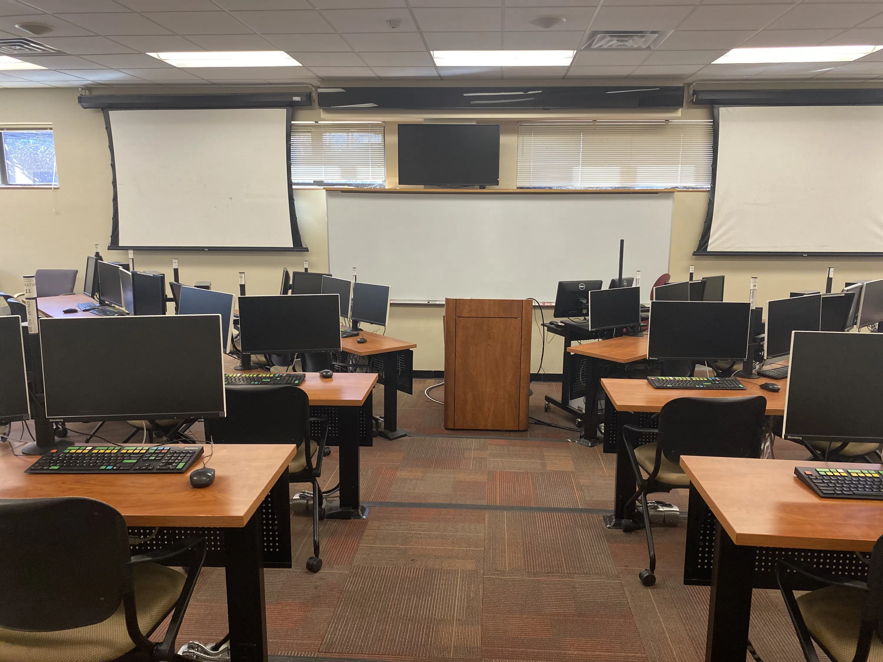 An empty classroom.