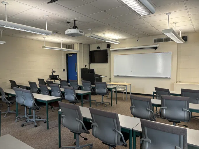 Inside a classroom at Armitage Hall 