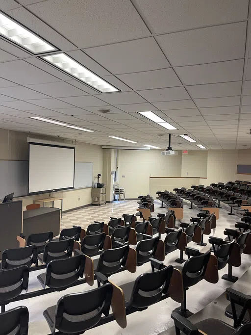 An empty classroom.