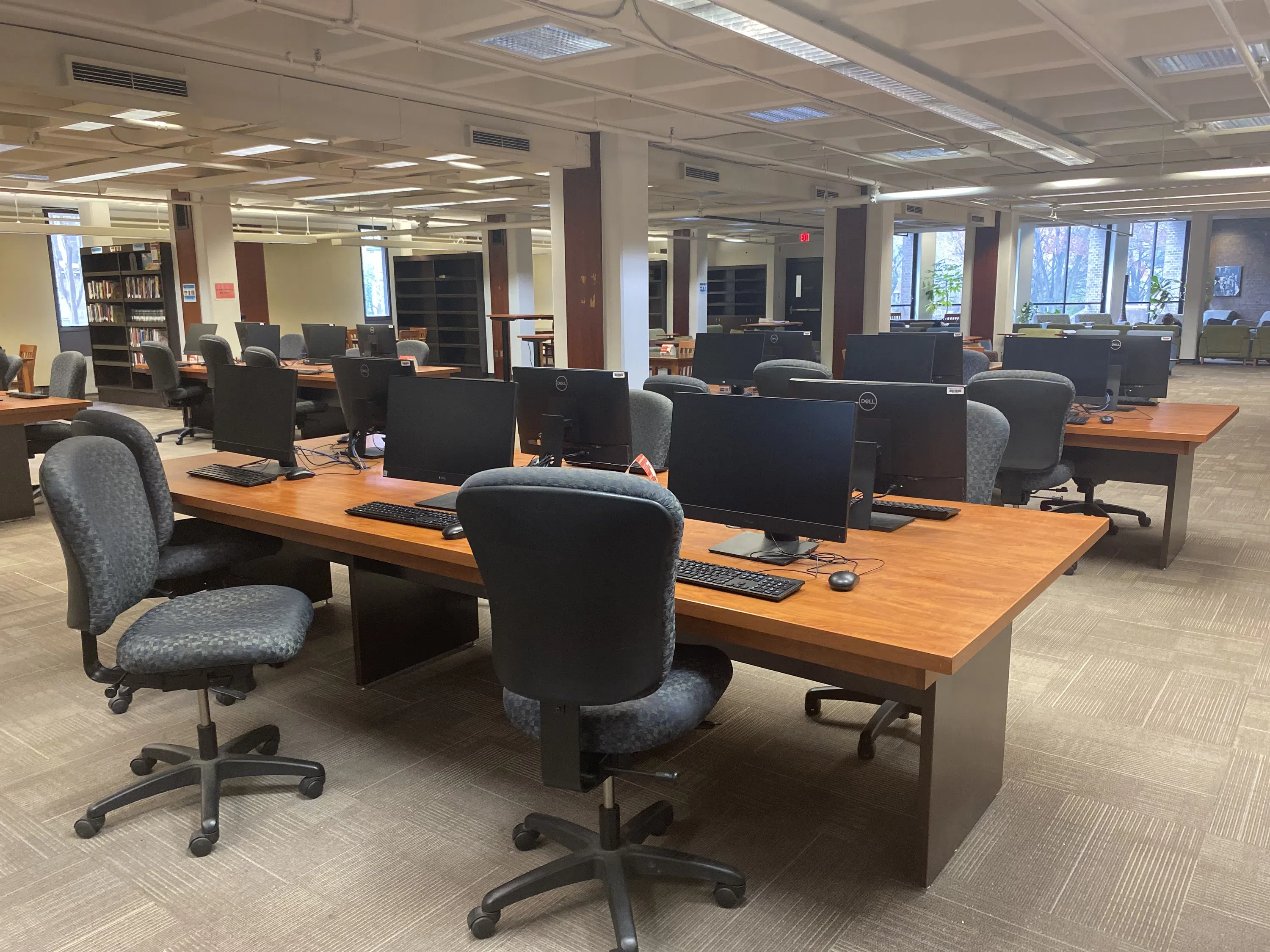 Several computer stations are located at the library.