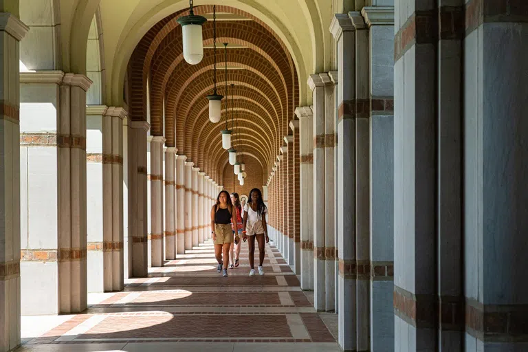 Lovett Hall's archways on Rice University's Campus.