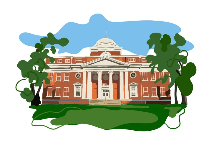 Colorful illustration of Presbyterian's campus