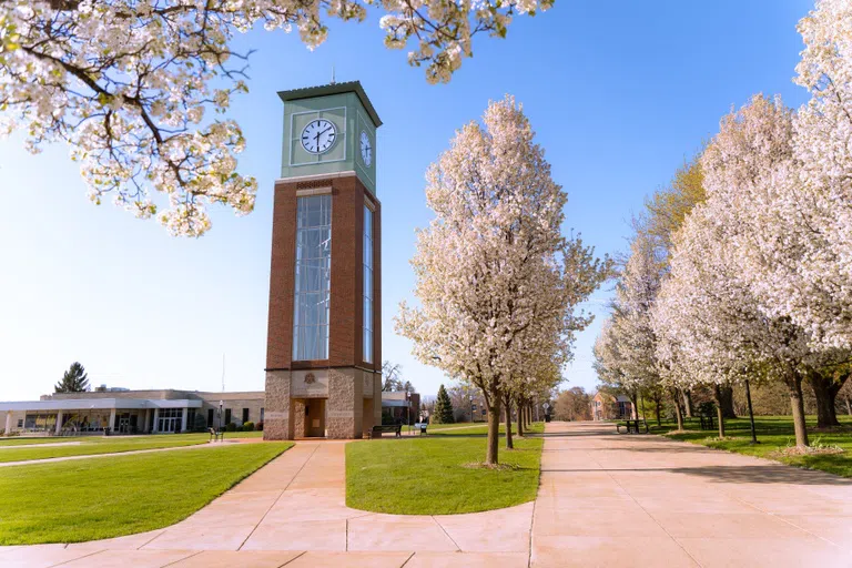 Clocktower Plaza in the spring