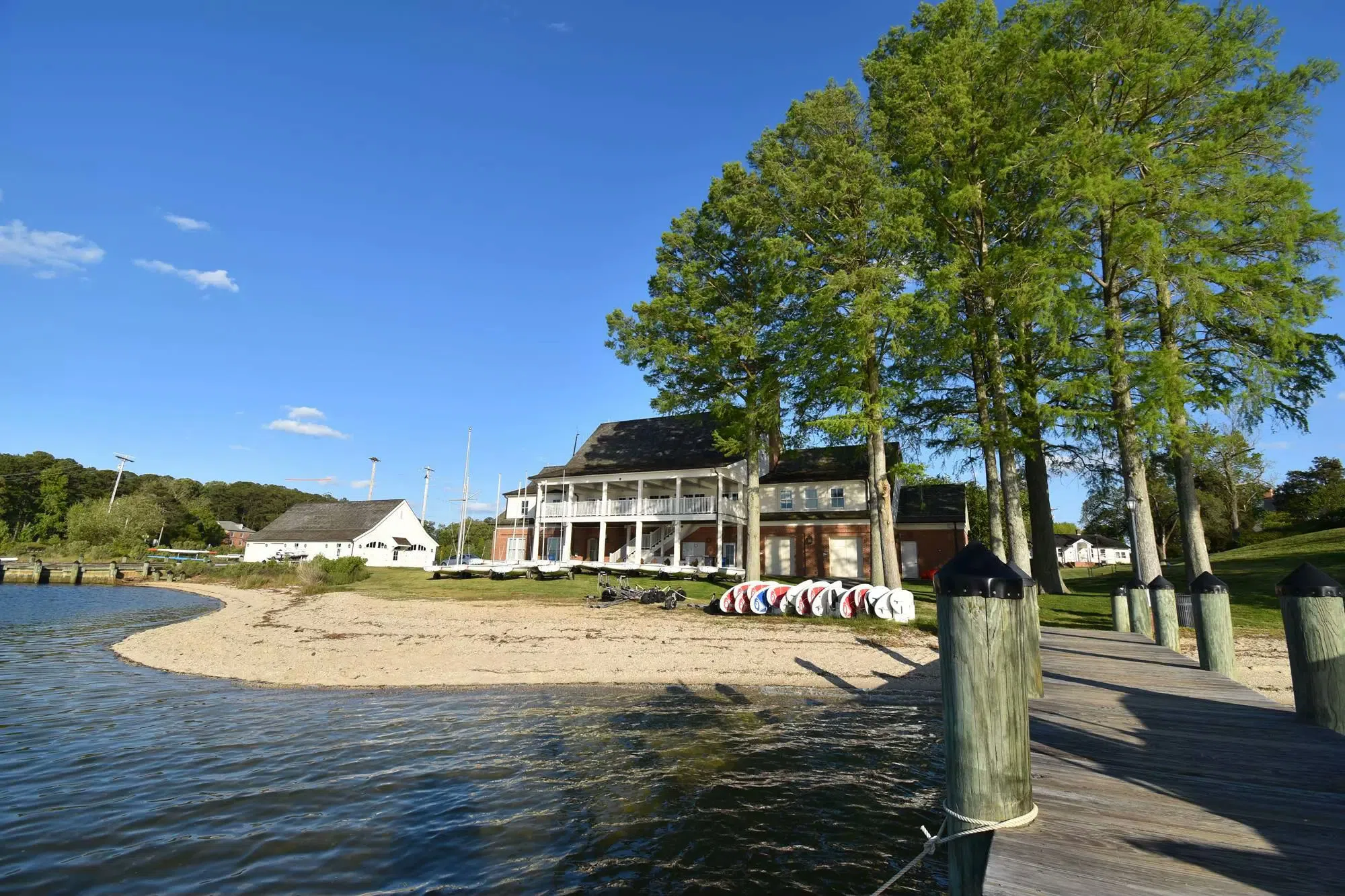 Picture taken from the docks looking toward the beach and the river center