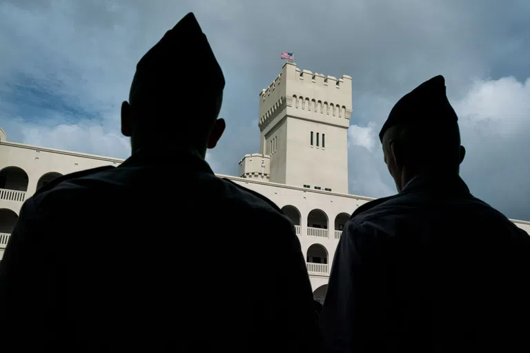 Silhouette Cadets with PT Barracks