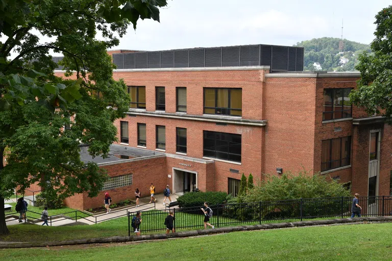 A photo of Armstrong Hall on a sunny summer day. 