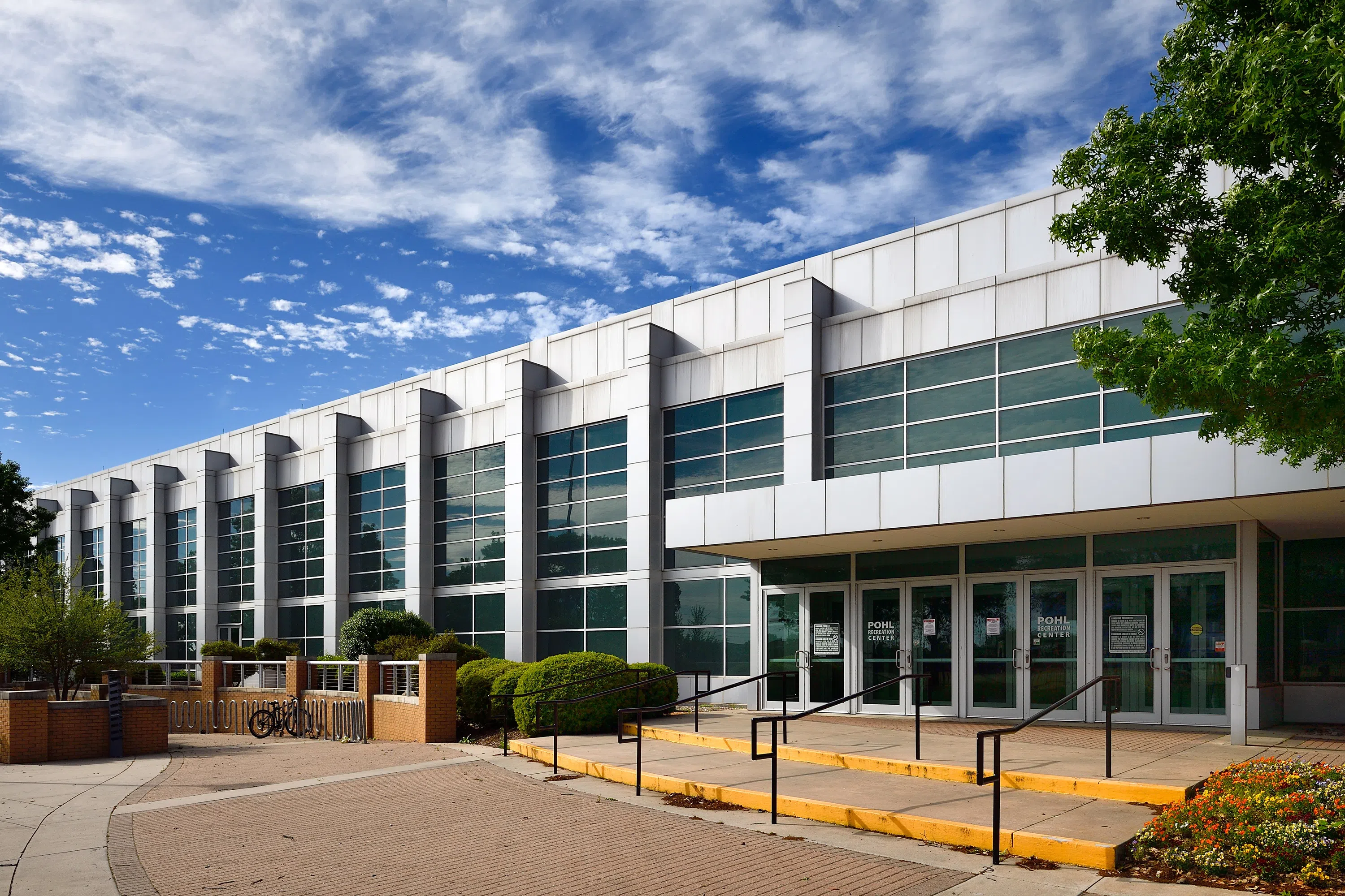 Exterior of Pohl Recreation Center on a cloudy day