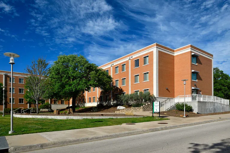 An exterior photo of Legends Hall. 