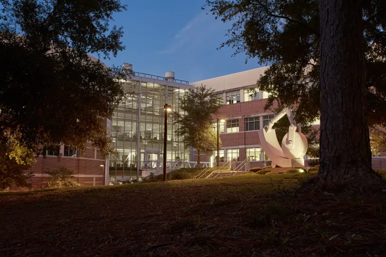 UWF Building 4 at dusk.