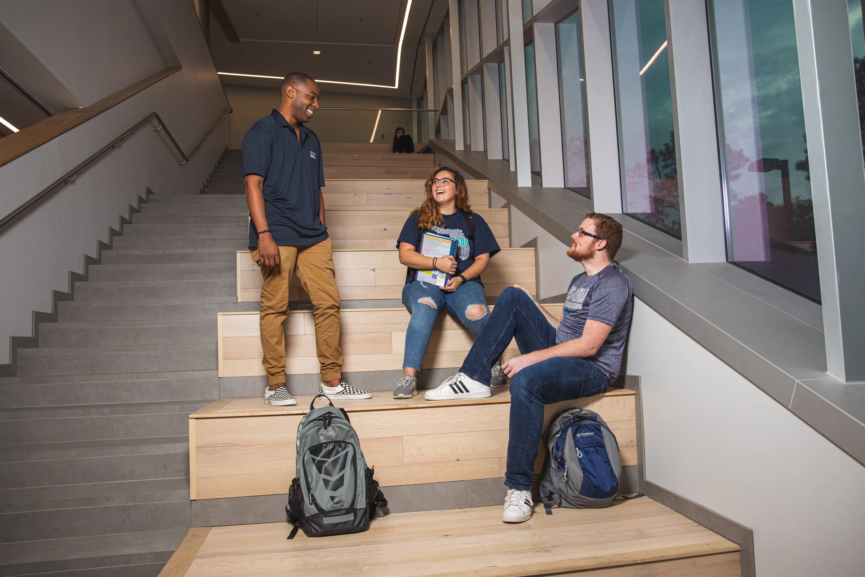 Students sitting on steps