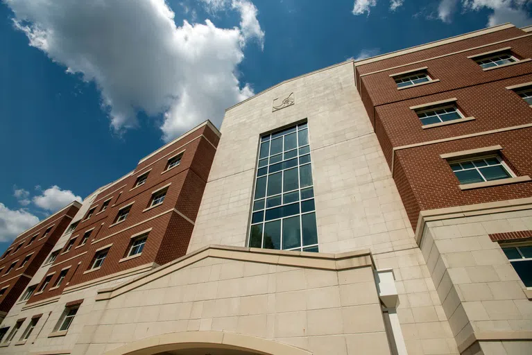 Exterior up shot of Presidents Hall