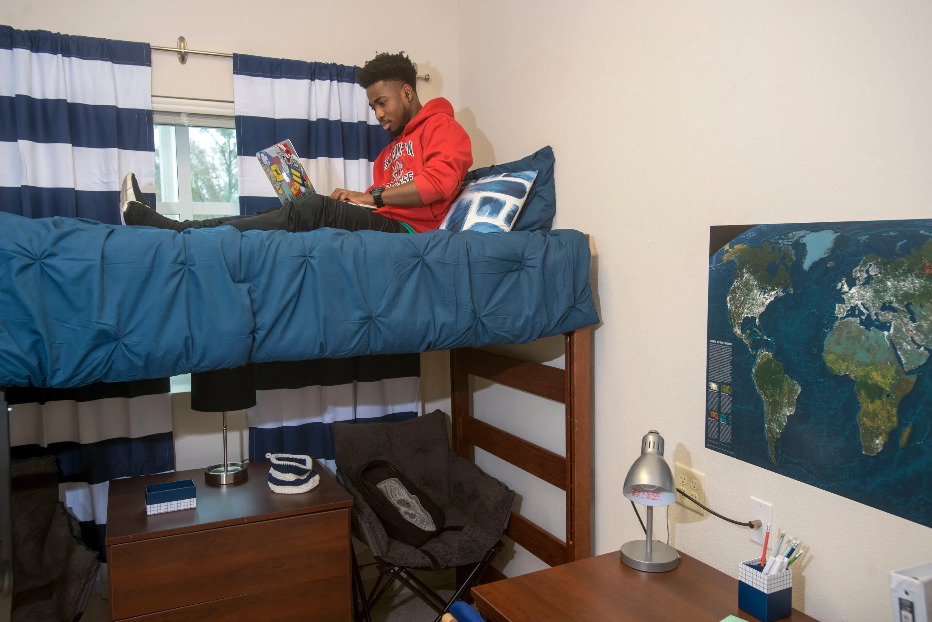 Single room with a lofted bed