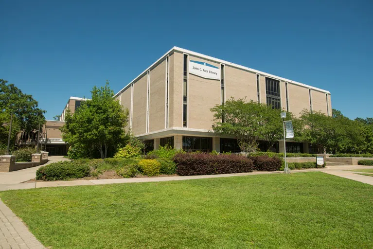 Front façade of the the Pace Library