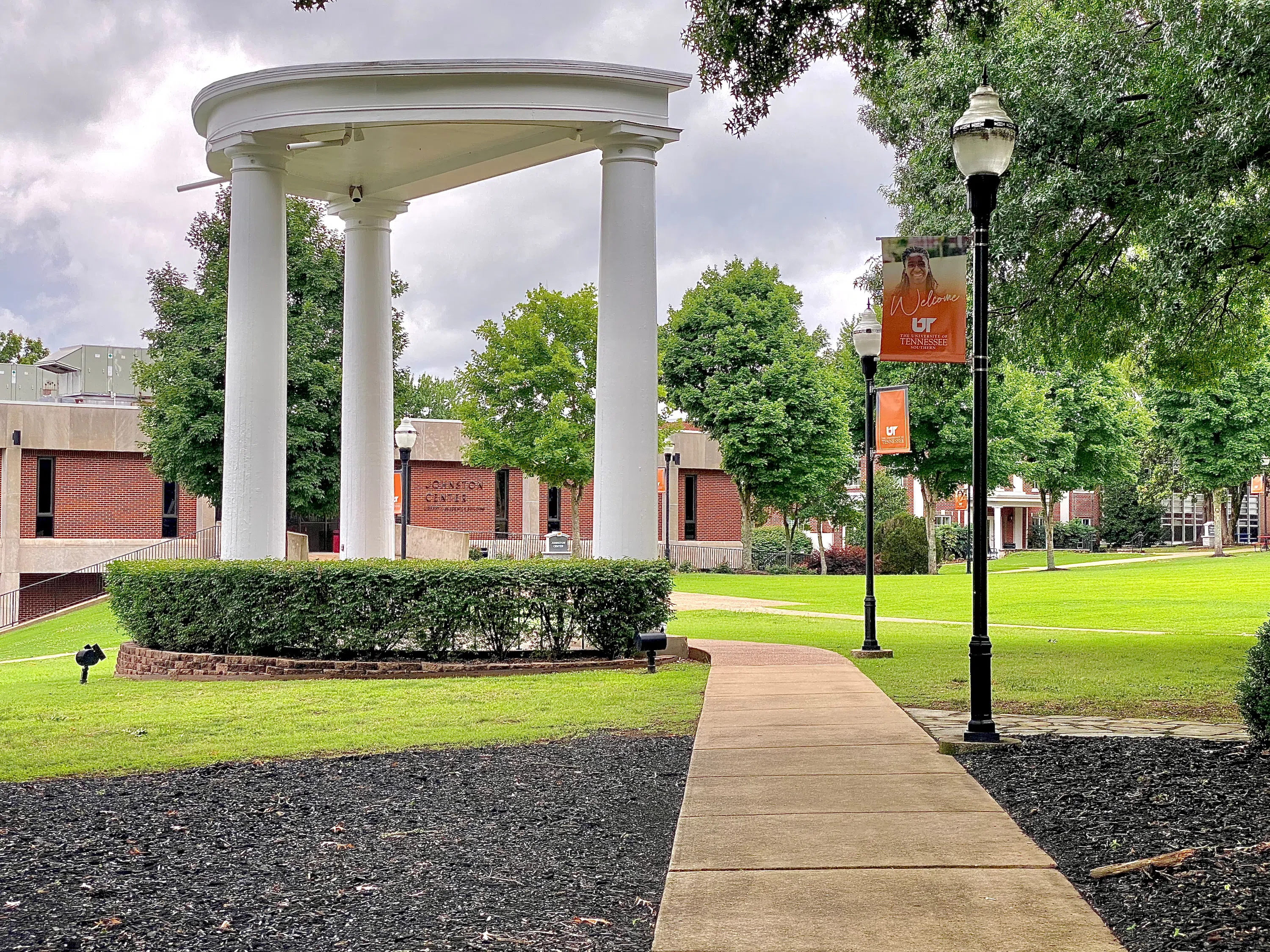 Columns and trees at Campus Green 