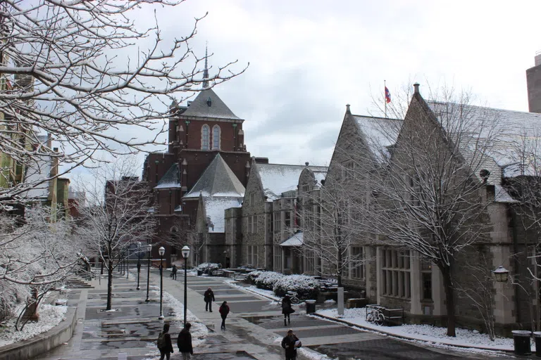 Houston Hall, winter 