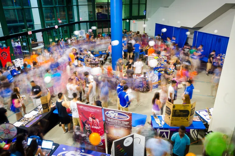 Student club fair inside the Student Union