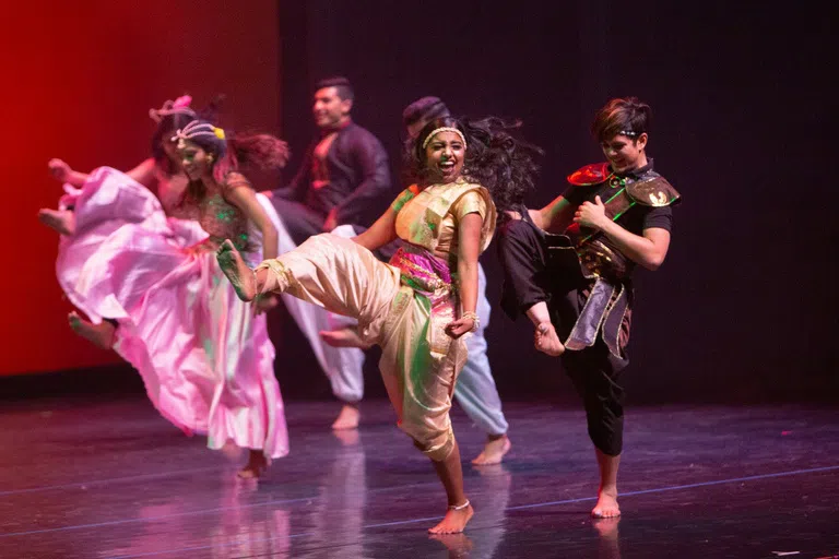 Students participating in the International Fiesta.